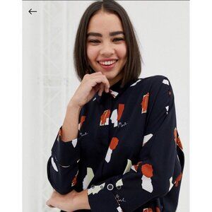 Monki Oversized Shirt in Face Print Sz M